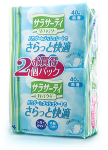 KOBAYASHI "W Powder" Ежедневные гигиенические прокладки 40 шт.*2 упак. ― Японская косметика в Краснодаре