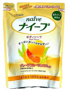 KRACIE(Kanebo) "Naive" Жидкое мыло для тела с экстрактом цитрусовых (сменная упаковка) 585 мл ― Японская косметика в Краснодаре