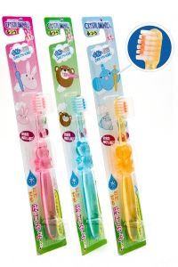 KAWANISHI "Crystal animals" Зубная щетка для детей от 1.5 до 6 лет, «Зайчонок» ― Японская косметика в Краснодаре