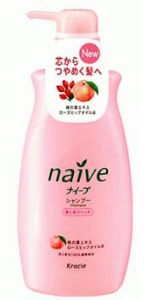  KRACIE(Kanebo) "Naive" Шампунь для сухих волос восстанавливающий с  экстрактом персика и маслом шиповника, 550 мл ― Японская косметика в Краснодаре