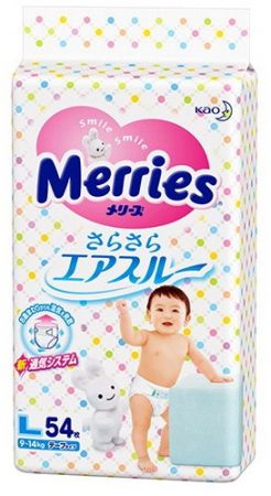 Merries L 54 шт для малышей от 9 до 14 кг ― Японская косметика в Краснодаре